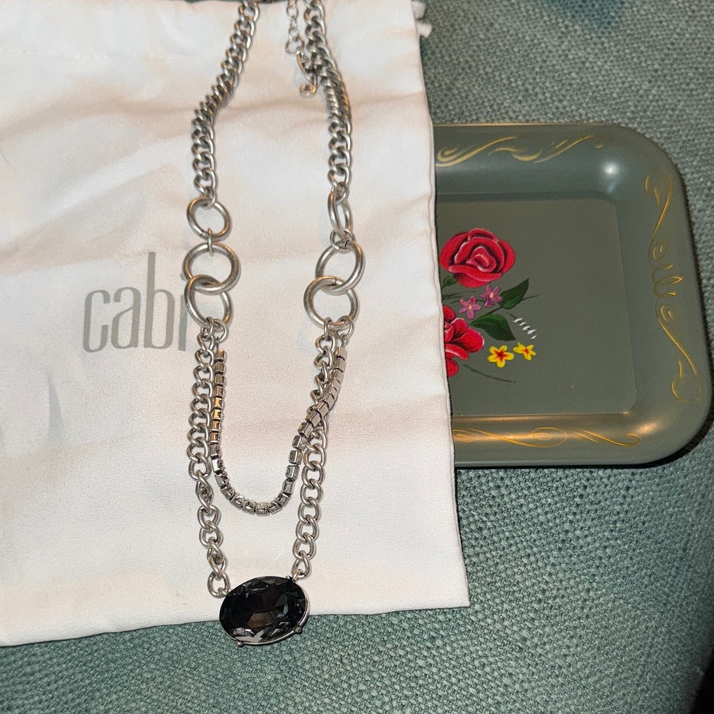 🛍️CAbi Silver Necklace with Black Pendant🛍️